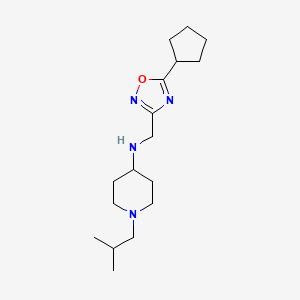 molecular formula C17H30N4O B5935341 N-[(5-cyclopentyl-1,2,4-oxadiazol-3-yl)methyl]-1-isobutylpiperidin-4-amine 