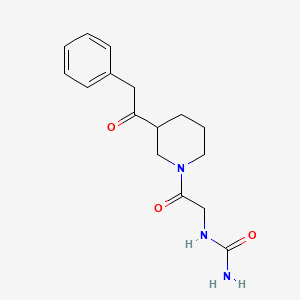 molecular formula C16H21N3O3 B5935717 N-{2-oxo-2-[3-(phenylacetyl)piperidin-1-yl]ethyl}urea 