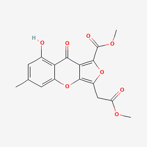 molecular formula C17H14O8 B593573 Methyl 8-hydroxy-3-(2-methoxy-2-oxoethyl)-6-methyl-9-oxo-9H-furo[3,4-b]chromene-1-carboxylate CAS No. 96287-41-1