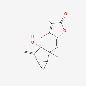 molecular formula C15H16O3 B593586 1-Hydroxy-4,9-dimethyl-13-methylidene-6-oxatetracyclo[7.4.0.03,7.010,12]trideca-3,7-dien-5-one CAS No. 66395-04-8