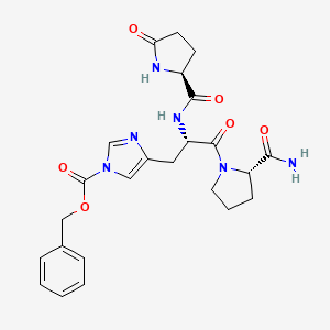 molecular formula C24H28N6O6 B593606 benzyl 4-[(2S)-3-[(2S)-2-carbamoylpyrrolidin-1-yl]-3-oxo-2-[[(2S)-5-oxopyrrolidine-2-carbonyl]amino]propyl]imidazole-1-carboxylate CAS No. 130818-00-7