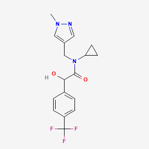 molecular formula C17H18F3N3O2 B5936098 N-cyclopropyl-2-hydroxy-N-[(1-methyl-1H-pyrazol-4-yl)methyl]-2-[4-(trifluoromethyl)phenyl]acetamide 
