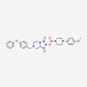 molecular formula C31H33N5O6 B593633 4-(4-Methoxyphenyl)-1-piperazinecarboxylicacid,hexahydro-1,3-dioxo-7-[(4-phenoxyphenyl)methyl]imidazo[1,5-a]pyrazin-2-ylester CAS No. 1831135-56-8
