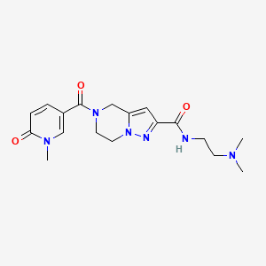 molecular formula C18H24N6O3 B5936379 N-[2-(dimethylamino)ethyl]-5-[(1-methyl-6-oxo-1,6-dihydropyridin-3-yl)carbonyl]-4,5,6,7-tetrahydropyrazolo[1,5-a]pyrazine-2-carboxamide 