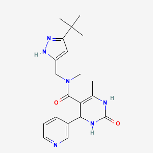 molecular formula C20H26N6O2 B5936514 N-[(3-tert-butyl-1H-pyrazol-5-yl)methyl]-N,6-dimethyl-2-oxo-4-pyridin-3-yl-3,4-dihydro-1H-pyrimidine-5-carboxamide 