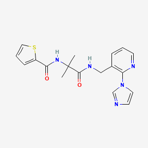 molecular formula C18H19N5O2S B5936714 N-[2-({[2-(1H-imidazol-1-yl)pyridin-3-yl]methyl}amino)-1,1-dimethyl-2-oxoethyl]thiophene-2-carboxamide 