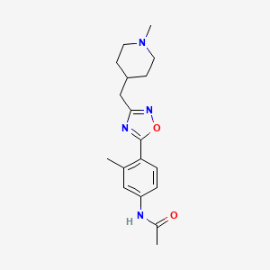 molecular formula C18H24N4O2 B5936755 N-(3-methyl-4-{3-[(1-methylpiperidin-4-yl)methyl]-1,2,4-oxadiazol-5-yl}phenyl)acetamide 