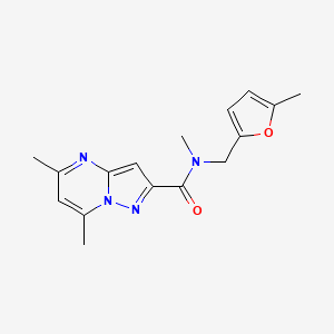 molecular formula C16H18N4O2 B5936815 N,5,7-trimethyl-N-[(5-methyl-2-furyl)methyl]pyrazolo[1,5-a]pyrimidine-2-carboxamide 