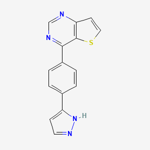 molecular formula C15H10N4S B5936857 4-[4-(1H-pyrazol-5-yl)phenyl]thieno[3,2-d]pyrimidine 