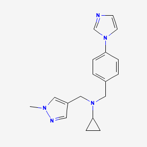 molecular formula C18H21N5 B5936966 N-[(4-imidazol-1-ylphenyl)methyl]-N-[(1-methylpyrazol-4-yl)methyl]cyclopropanamine 