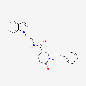 molecular formula C25H29N3O2 B5937009 N-[2-(2-methyl-1H-indol-1-yl)ethyl]-6-oxo-1-(2-phenylethyl)-3-piperidinecarboxamide 