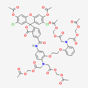 molecular formula C59H53Cl2N3O26 B593704 Acetyloxymethyl 2-[N-[2-(acetyloxymethoxy)-2-oxoethyl]-2-[2-[2-[bis[2-(acetyloxymethoxy)-2-oxoethyl]amino]phenoxy]ethoxy]-4-[(3',6'-diacetyloxy-2',7'-dichloro-3-oxospiro[2-benzofuran-1,9'-xanthene]-5-carbonyl)amino]anilino]acetate CAS No. 186501-28-0