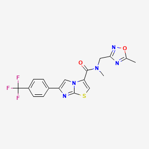 molecular formula C18H14F3N5O2S B5937189 N-methyl-N-[(5-methyl-1,2,4-oxadiazol-3-yl)methyl]-6-[4-(trifluoromethyl)phenyl]imidazo[2,1-b][1,3]thiazole-3-carboxamide 