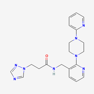 molecular formula C20H24N8O B5937228 N-{[2-(4-pyridin-2-ylpiperazin-1-yl)pyridin-3-yl]methyl}-3-(1H-1,2,4-triazol-1-yl)propanamide 