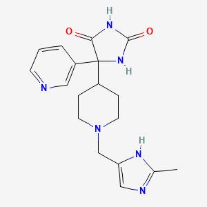 molecular formula C18H22N6O2 B5937231 5-{1-[(2-methyl-1H-imidazol-4-yl)methyl]piperidin-4-yl}-5-pyridin-3-ylimidazolidine-2,4-dione 