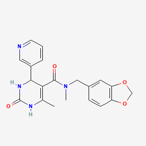 molecular formula C20H20N4O4 B5937501 N-(1,3-benzodioxol-5-ylmethyl)-N,6-dimethyl-2-oxo-4-pyridin-3-yl-1,2,3,4-tetrahydropyrimidine-5-carboxamide 