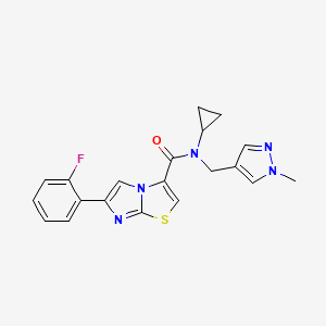 molecular formula C20H18FN5OS B5937794 N-cyclopropyl-6-(2-fluorophenyl)-N-[(1-methyl-1H-pyrazol-4-yl)methyl]imidazo[2,1-b][1,3]thiazole-3-carboxamide 