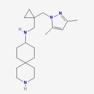 molecular formula C20H34N4 B5937907 N-({1-[(3,5-dimethyl-1H-pyrazol-1-yl)methyl]cyclopropyl}methyl)-3-azaspiro[5.5]undecan-9-amine dihydrochloride 