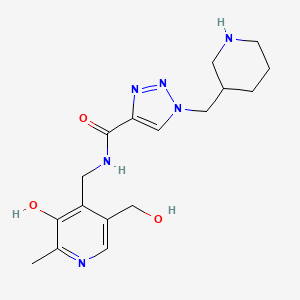 molecular formula C17H24N6O3 B5938341 N-{[3-hydroxy-5-(hydroxymethyl)-2-methylpyridin-4-yl]methyl}-1-(piperidin-3-ylmethyl)-1H-1,2,3-triazole-4-carboxamide 