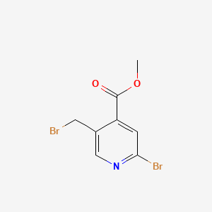 molecular formula C8H7Br2NO2 B593850 Methyl 2-bromo-5-(bromomethyl)isonicotinate CAS No. 1260666-76-9