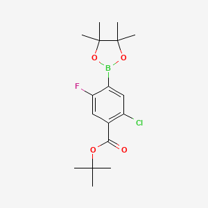 molecular formula C17H23BClFO4 B593891 tert-Butyl 2-chloro-5-fluoro-4-(4,4,5,5-tetramethyl-1,3,2-dioxaborolan-2-yl)benzoate CAS No. 1218790-25-0