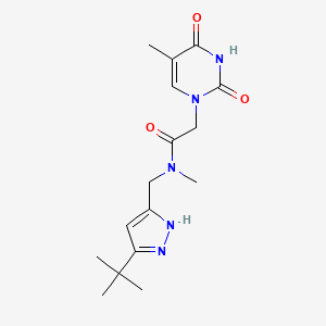 molecular formula C16H23N5O3 B5939034 N-[(3-tert-butyl-1H-pyrazol-5-yl)methyl]-N-methyl-2-(5-methyl-2,4-dioxo-3,4-dihydropyrimidin-1(2H)-yl)acetamide 
