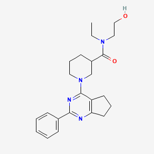 molecular formula C23H30N4O2 B5939036 N-ethyl-N-(2-hydroxyethyl)-1-(2-phenyl-6,7-dihydro-5H-cyclopenta[d]pyrimidin-4-yl)piperidine-3-carboxamide 