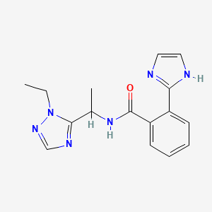 molecular formula C16H18N6O B5939166 N-[1-(1-ethyl-1H-1,2,4-triazol-5-yl)ethyl]-2-(1H-imidazol-2-yl)benzamide 