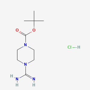 molecular formula C10H21ClN4O2 B593924 Tert-butyl 4-carbamimidoylpiperazine-1-carboxylate hydrochloride CAS No. 1312935-03-7