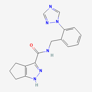 molecular formula C16H16N6O B5939416 N-[2-(1H-1,2,4-triazol-1-yl)benzyl]-1,4,5,6-tetrahydrocyclopenta[c]pyrazole-3-carboxamide 