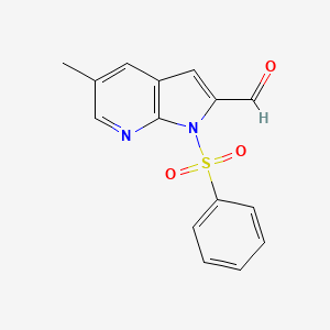 molecular formula C15H12N2O3S B593951 1-(Phenylsulphonyl)-5-methyl-7-azaindole-2-carbaldehyde CAS No. 1227270-57-6