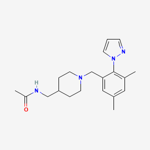 molecular formula C20H28N4O B5939558 N-({1-[3,5-dimethyl-2-(1H-pyrazol-1-yl)benzyl]piperidin-4-yl}methyl)acetamide 