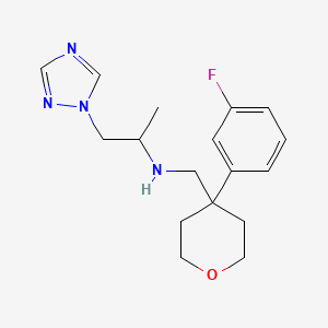 molecular formula C17H23FN4O B5939589 N-{[4-(3-fluorophenyl)tetrahydro-2H-pyran-4-yl]methyl}-1-(1H-1,2,4-triazol-1-yl)propan-2-amine 