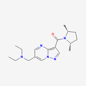 molecular formula C18H27N5O B5939774 N-[(3-{[(2R*,5S*)-2,5-dimethylpyrrolidin-1-yl]carbonyl}pyrazolo[1,5-a]pyrimidin-6-yl)methyl]-N-ethylethanamine 