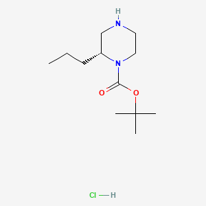 molecular formula C12H25ClN2O2 B593994 (R)-tert-Butyl 2-propylpiperazine-1-carboxylate hydrochloride CAS No. 1217449-00-7
