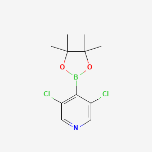 molecular formula C11H14BCl2NO2 B594002 3,5-Dichloro-4-(4,4,5,5-tetramethyl-1,3,2-dioxaborolan-2-YL)pyridine CAS No. 1257641-28-3