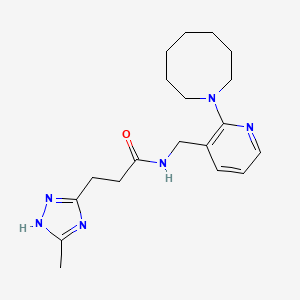 molecular formula C19H28N6O B5940138 N-[(2-azocan-1-ylpyridin-3-yl)methyl]-3-(5-methyl-1H-1,2,4-triazol-3-yl)propanamide 