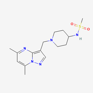 molecular formula C15H23N5O2S B5940167 N-{1-[(5,7-dimethylpyrazolo[1,5-a]pyrimidin-3-yl)methyl]piperidin-4-yl}methanesulfonamide 