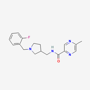 molecular formula C18H21FN4O B5940175 N-{[1-(2-fluorobenzyl)pyrrolidin-3-yl]methyl}-5-methylpyrazine-2-carboxamide 