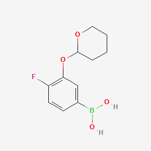 molecular formula C11H14BFO4 B594021 (4-氟-3-((四氢-2H-吡喃-2-基)氧基)苯基)硼酸 CAS No. 1217501-17-1