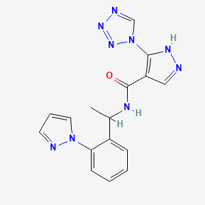 molecular formula C16H15N9O B5940266 N-[1-(2-pyrazol-1-ylphenyl)ethyl]-5-(tetrazol-1-yl)-1H-pyrazole-4-carboxamide 