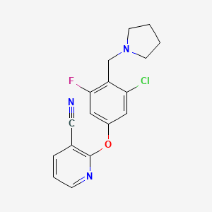 molecular formula C17H15ClFN3O B5940331 2-[3-chloro-5-fluoro-4-(pyrrolidin-1-ylmethyl)phenoxy]nicotinonitrile 