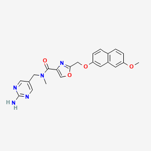 molecular formula C22H21N5O4 B5940338 N-[(2-aminopyrimidin-5-yl)methyl]-2-{[(7-methoxy-2-naphthyl)oxy]methyl}-N-methyl-1,3-oxazole-4-carboxamide 