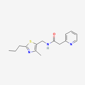 molecular formula C15H19N3OS B5940375 N-[(4-methyl-2-propyl-1,3-thiazol-5-yl)methyl]-2-pyridin-2-ylacetamide 