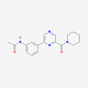 molecular formula C18H20N4O2 B5940390 N-{3-[6-(piperidin-1-ylcarbonyl)pyrazin-2-yl]phenyl}acetamide 