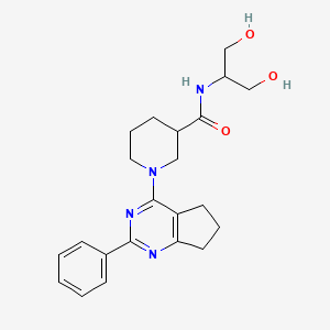 molecular formula C22H28N4O3 B5940460 N-[2-hydroxy-1-(hydroxymethyl)ethyl]-1-(2-phenyl-6,7-dihydro-5H-cyclopenta[d]pyrimidin-4-yl)piperidine-3-carboxamide 