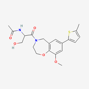 molecular formula C20H24N2O5S B5940587 N-{1-(hydroxymethyl)-2-[9-methoxy-7-(5-methyl-2-thienyl)-2,3-dihydro-1,4-benzoxazepin-4(5H)-yl]-2-oxoethyl}acetamide 