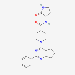 molecular formula C23H27N5O2 B5940639 N-(2-oxopyrrolidin-3-yl)-1-(2-phenyl-6,7-dihydro-5H-cyclopenta[d]pyrimidin-4-yl)piperidine-4-carboxamide 