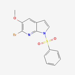 molecular formula C14H11BrN2O3S B594068 1-(Phenylsulphonyl)-6-bromo-5-methoxy-7-azaindole CAS No. 1227270-28-1