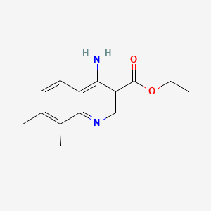 molecular formula C14H16N2O2 B594073 Ethyl 4-amino-7,8-dimethylquinoline-3-carboxylate CAS No. 1235377-71-5